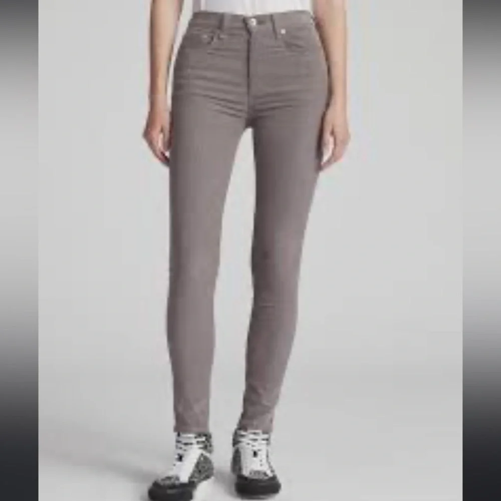 Rag & Bone High Rise Skinny Gray Nickel Corduroy Denim Jeans